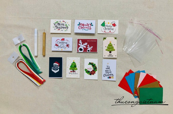 Bộ quilling dụng cụ làm 10 thiệp Giáng Sinh 6*9cm-M1